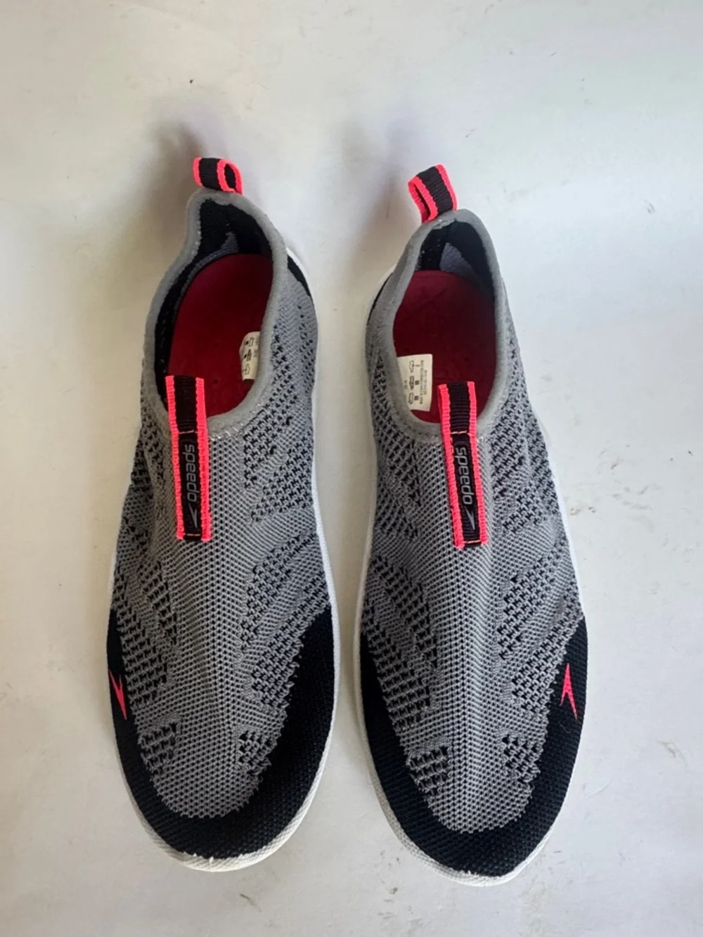 Speedo Womens Surf Knit Athletic Water Shoe Grey/Neon Orange Size 7 GUC